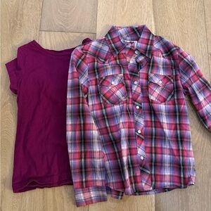 Vibrant Plaid and Solid Kids Shirt Set